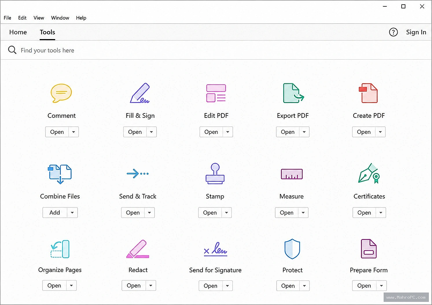 Adobe Acrobat Reader DC 2026 Interface – Clean, modern layout with easy access to all your PDF tools.