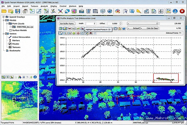 Batch export dialog for generating DEM rasters, contour shapefiles, and mesh surfaces.