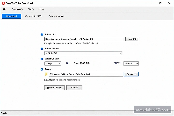 Settings panel with output format codec options, download speed limits, and proxy configuration.