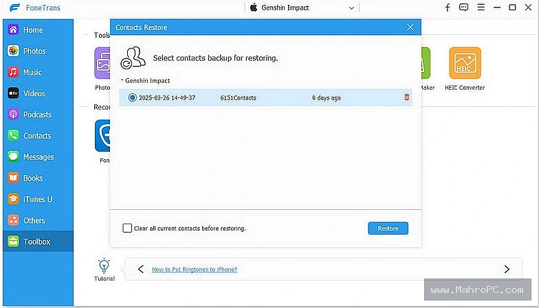 Local iOS device connection tree indicating hardware capacity and configuration settings in Aiseesoft FoneTrans.