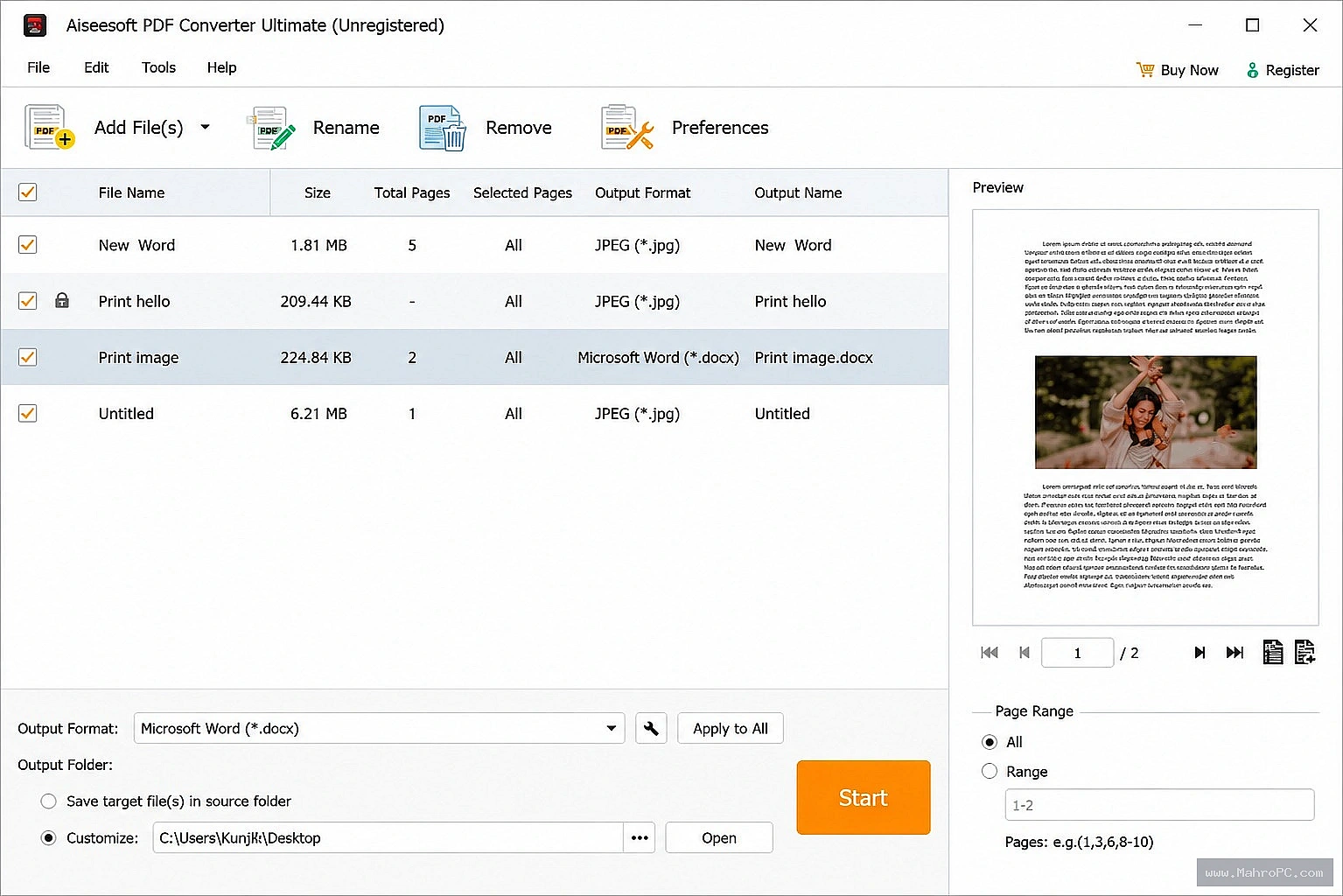 Export format profile configuration within Aiseesoft PDF Converter Ultimate latest setup.