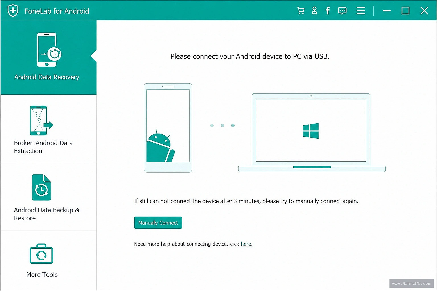 Storage partition selection menu inside Aiseesoft FoneLab for Android latest software.