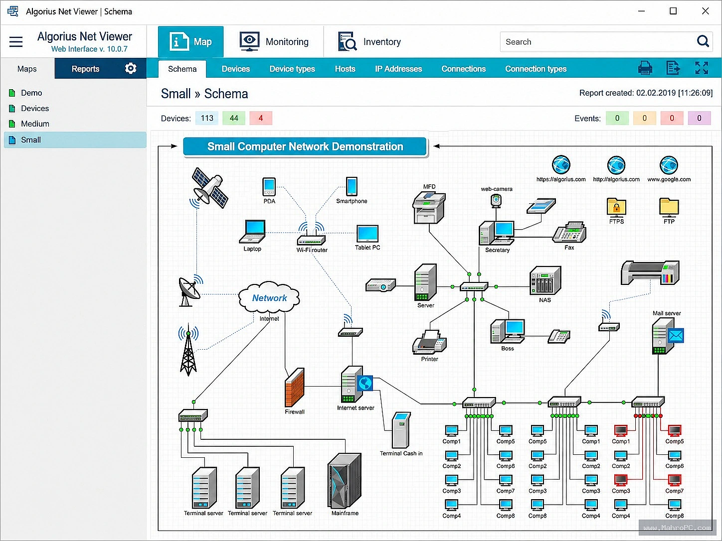 Network alert settings dashboard within Algorius Net Viewer 2026 software package.