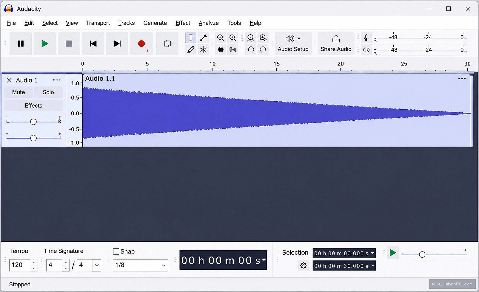 Audacity multi-track editing interface with waveform display and spectral view.