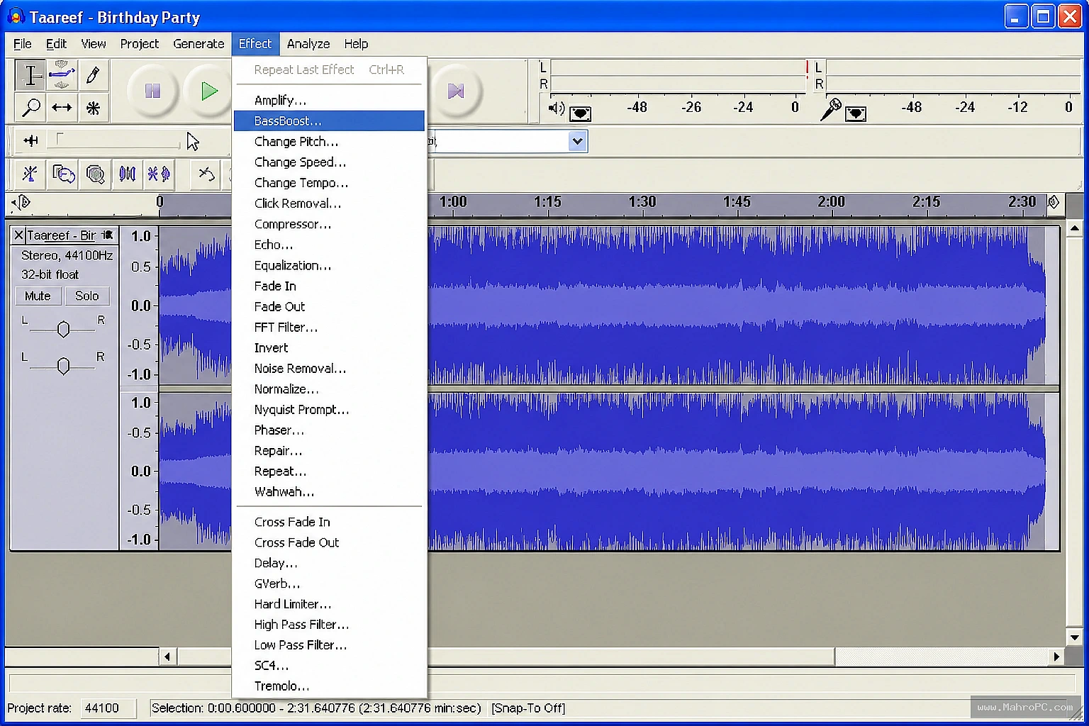 Audacity export settings dialog, with FLAC codec options and metadata tag editor.