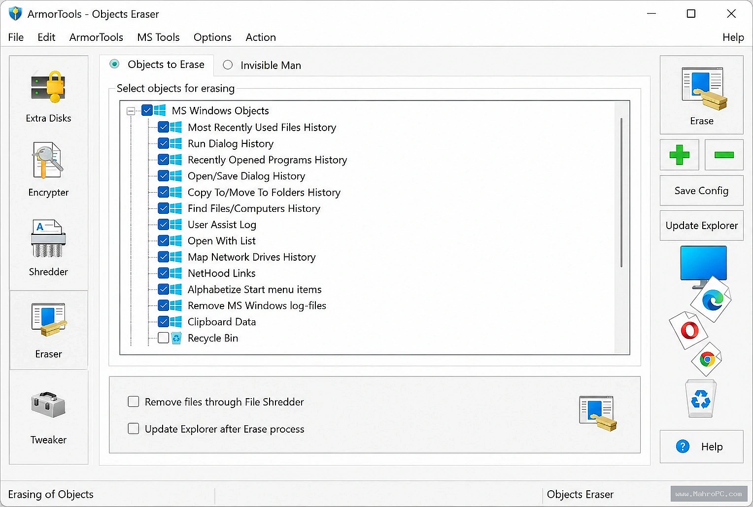 ArmorTools Professional startup manager interface listing process CPU and I/O impact on system boot time.