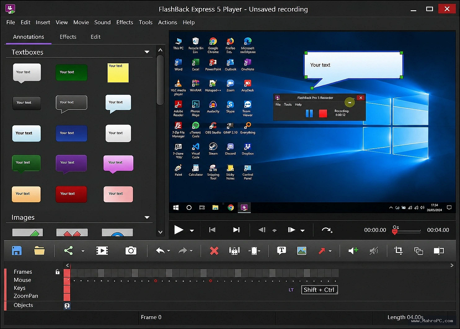 BB FlashBack Pro export settings panel showing H.264 codec parameters, hardware acceleration toggle, and target bitrate controls.