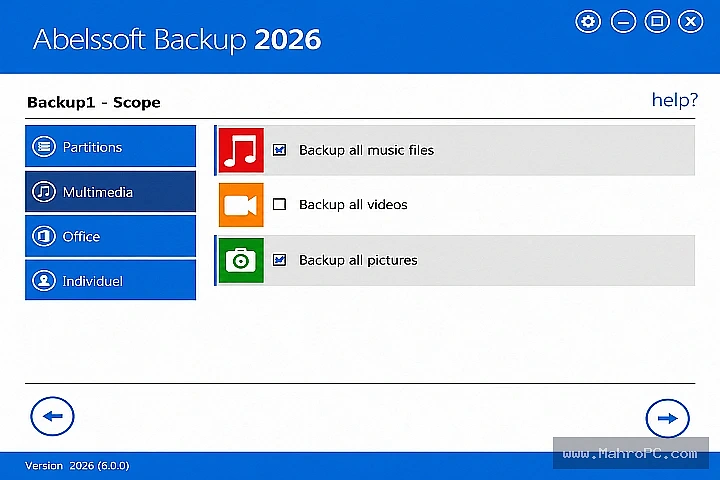 Abelssoft EasyBackup 2026 Main Dashboard – Automatic Backup and Data Protection Interface