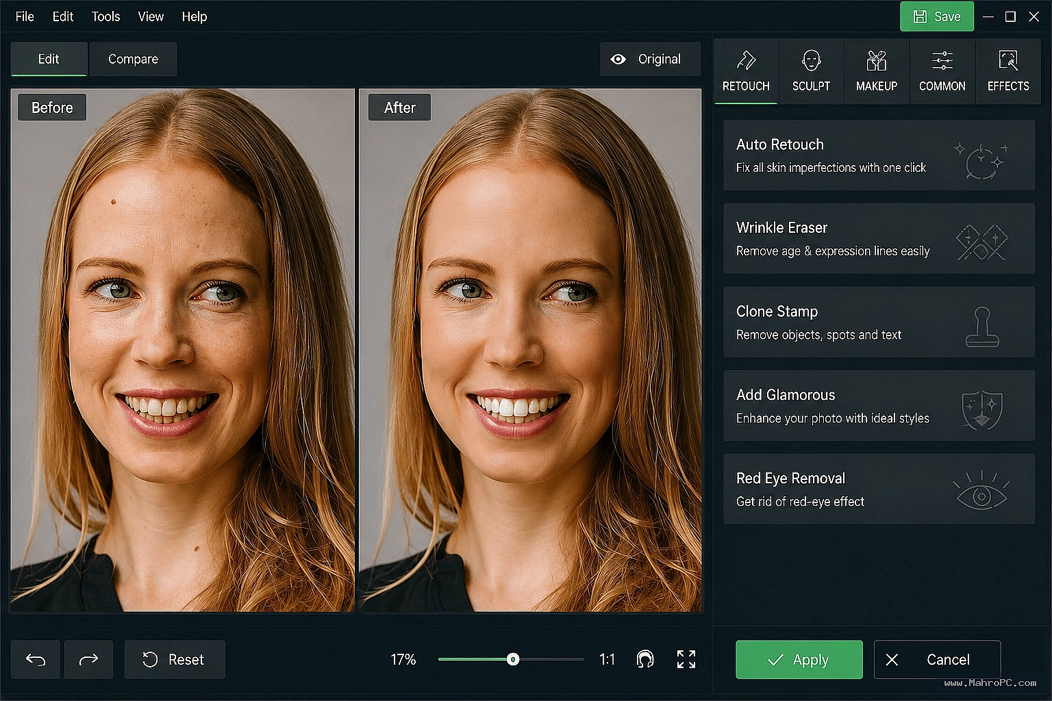 Improve portrait quality, enhance lighting, replace backgrounds, and create stunning professional-looking photos using an intuitive interface.