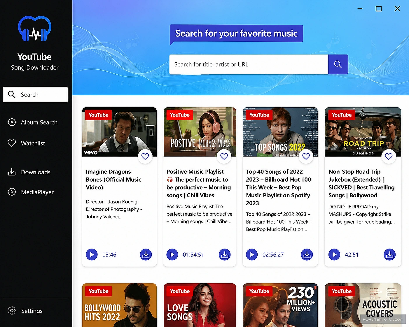 Abelssoft YouTube Song Downloader main interface for searching, extracting, and saving audio from online videos with a simple and user-friendly layout.