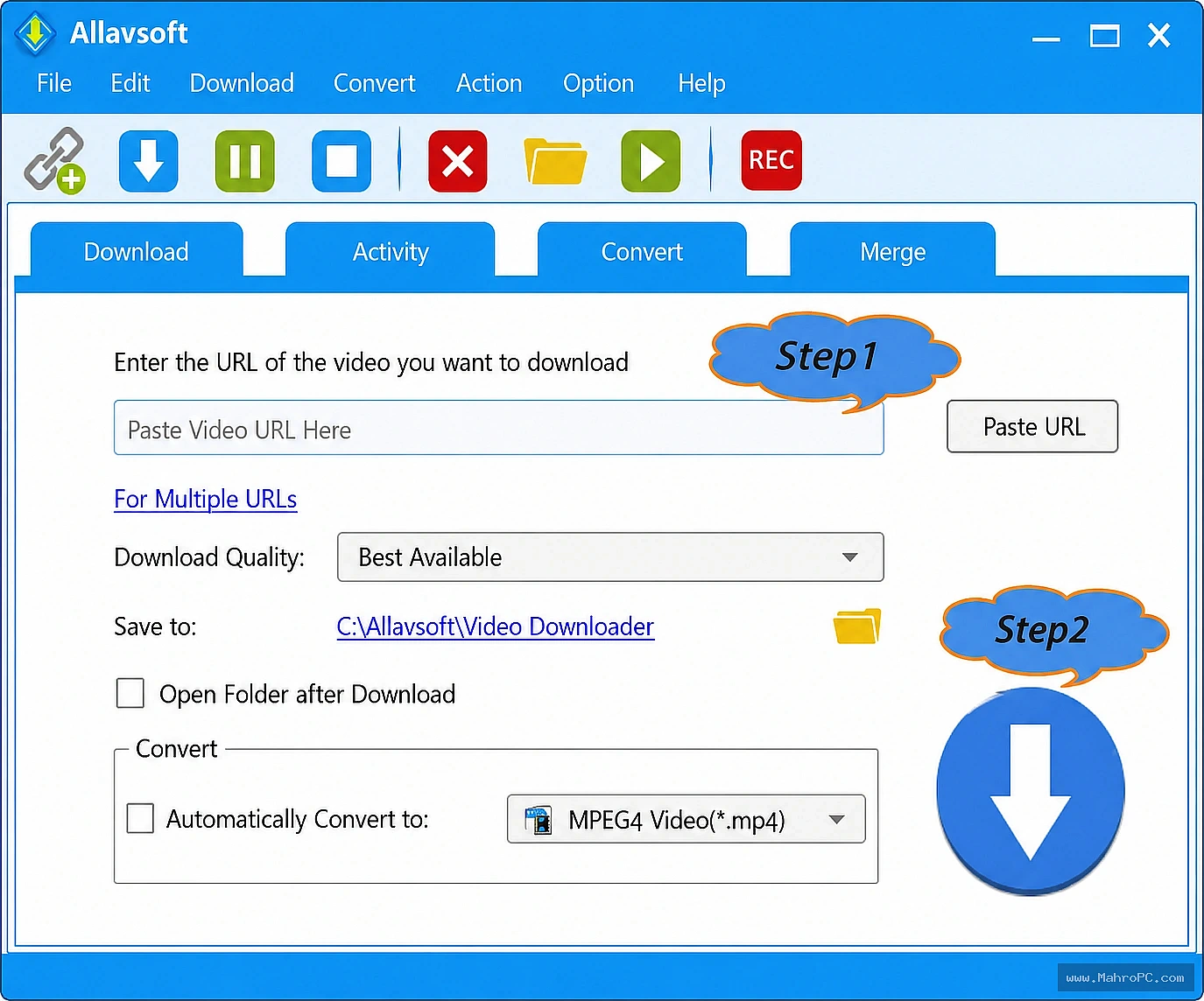 Download videos from supported websites by simply pasting the media URL, choosing your preferred quality, and saving content directly to your Windows PC.