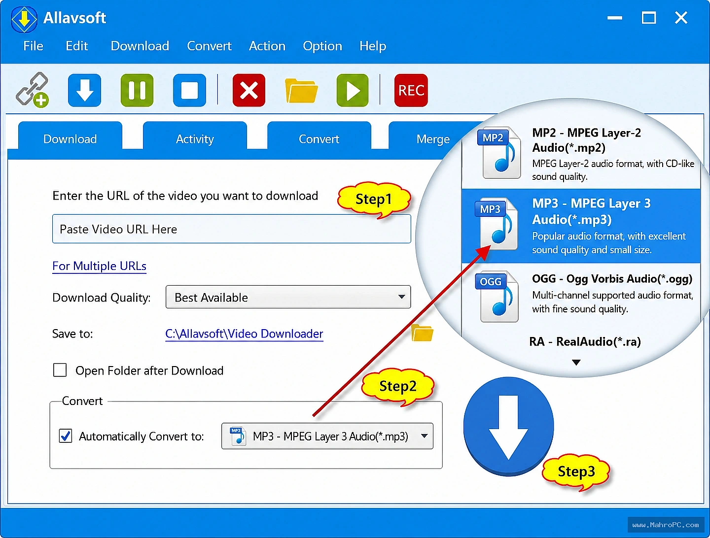 Convert downloaded videos into popular formats such as MP4, AVI, MOV, MP3, and WAV while customizing resolution, codec, and output quality for any device.