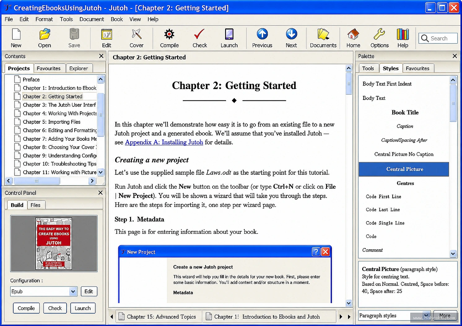 Create professional eBooks with organized chapters, rich text formatting, images, tables, and a structured editing environment designed for digital publishing.