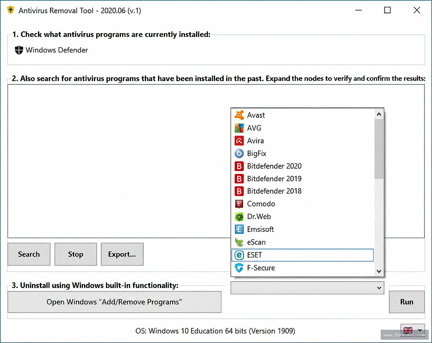 Detect installed antivirus applications and security products on your Windows PC with a comprehensive scan designed to identify supported security software.
