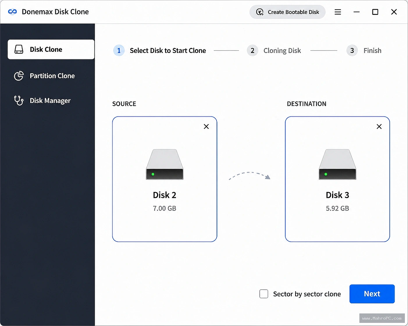 Migrate Windows to a new SSD, copy complete disk contents sector by sector, and transfer data without reinstalling the operating system.